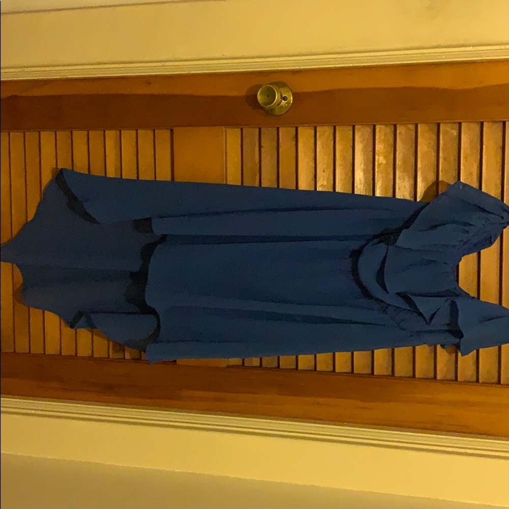 Blue strapless high low dress